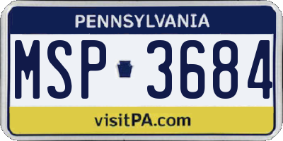 PA license plate MSP3684