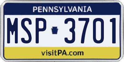 PA license plate MSP3701