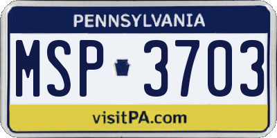 PA license plate MSP3703