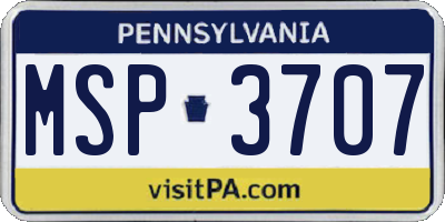 PA license plate MSP3707
