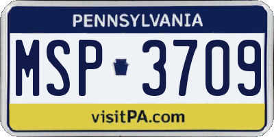 PA license plate MSP3709