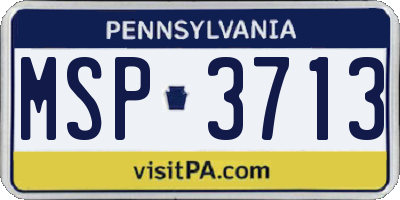 PA license plate MSP3713
