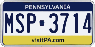 PA license plate MSP3714