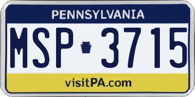 PA license plate MSP3715