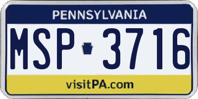 PA license plate MSP3716