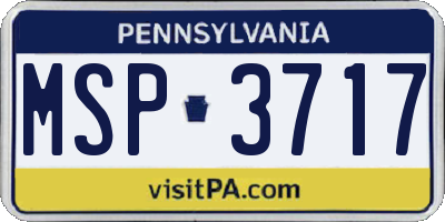 PA license plate MSP3717