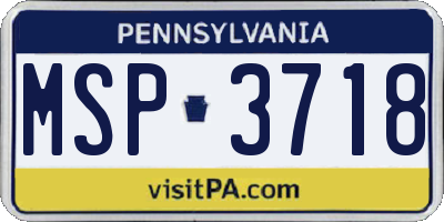 PA license plate MSP3718
