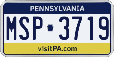 PA license plate MSP3719
