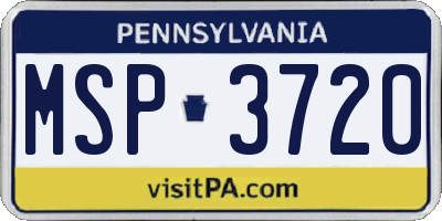 PA license plate MSP3720
