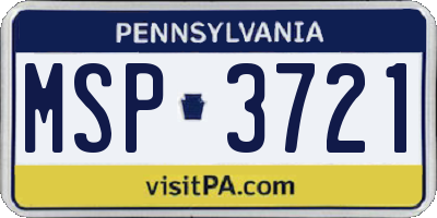 PA license plate MSP3721