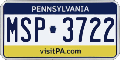 PA license plate MSP3722