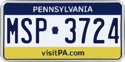 PA license plate MSP3724