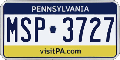 PA license plate MSP3727