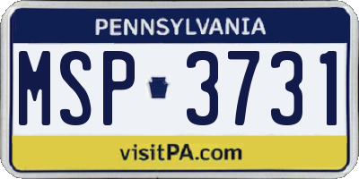 PA license plate MSP3731