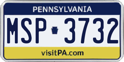 PA license plate MSP3732