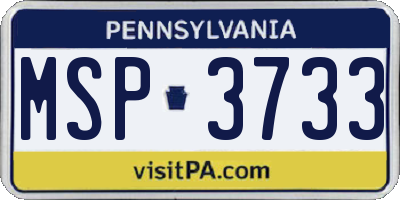 PA license plate MSP3733
