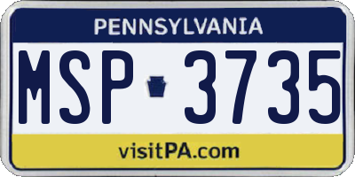 PA license plate MSP3735
