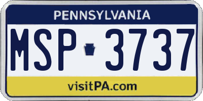 PA license plate MSP3737