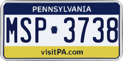 PA license plate MSP3738