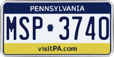 PA license plate MSP3740