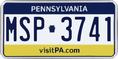 PA license plate MSP3741