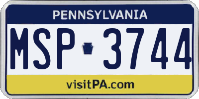 PA license plate MSP3744
