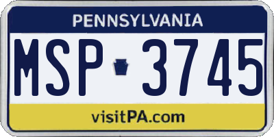 PA license plate MSP3745