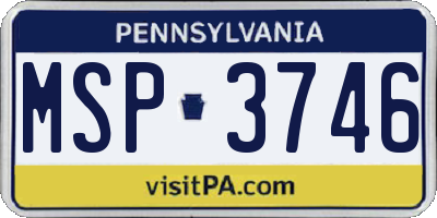 PA license plate MSP3746