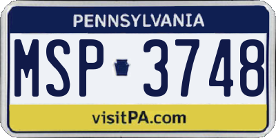 PA license plate MSP3748