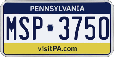 PA license plate MSP3750