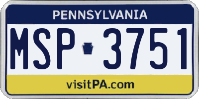 PA license plate MSP3751