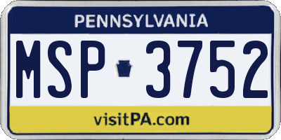 PA license plate MSP3752