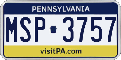 PA license plate MSP3757