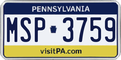 PA license plate MSP3759