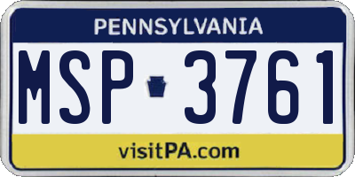 PA license plate MSP3761