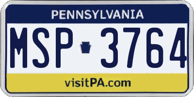 PA license plate MSP3764