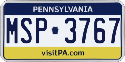 PA license plate MSP3767