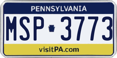 PA license plate MSP3773