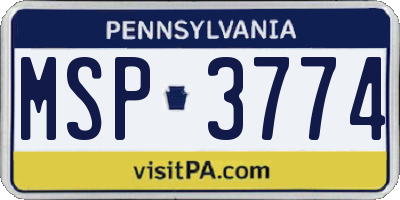 PA license plate MSP3774