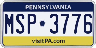 PA license plate MSP3776