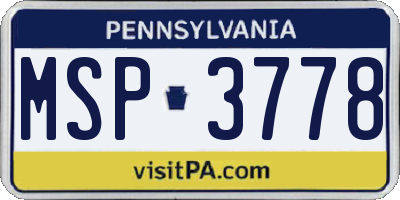 PA license plate MSP3778