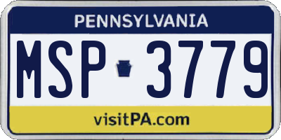 PA license plate MSP3779