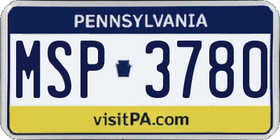 PA license plate MSP3780