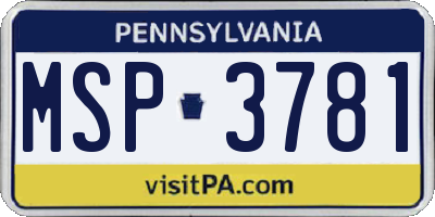 PA license plate MSP3781