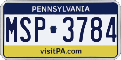 PA license plate MSP3784