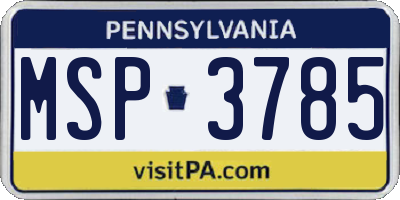 PA license plate MSP3785