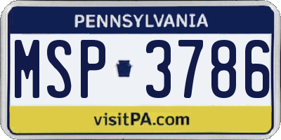 PA license plate MSP3786