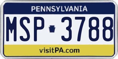 PA license plate MSP3788