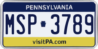 PA license plate MSP3789