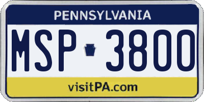 PA license plate MSP3800